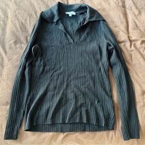 & Other Stories V-Neck Ribbed Sweater in Black